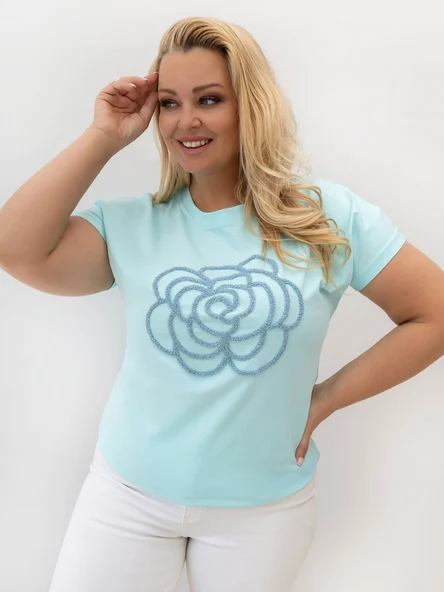 Tricou Dama Mini, Floral, RELEVANCE, Menta