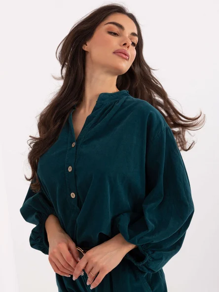 Camasa Dama Maneca lunga, Decolteu in V, ITALY MODA, Verde Casual