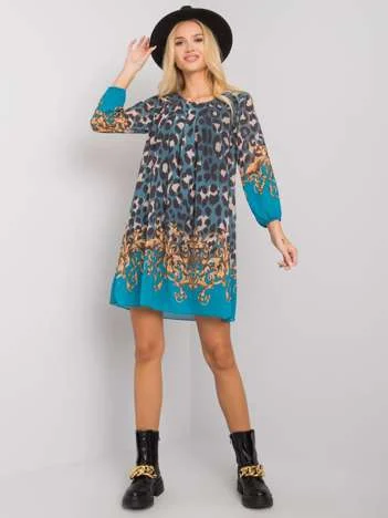 Rochie Dama Mini, Animal print, Och Bella, Verde Eleganta Office