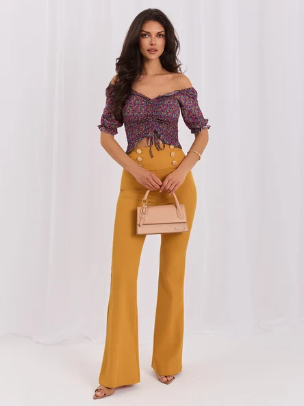 Pantaloni Dama Lunga, Lejera, POLE&POLE, Galben de Petrecere
