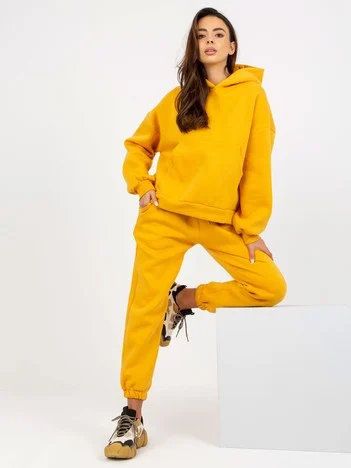 Compleu Dama Maneca lunga, Mansete elastice, ex moda, Galben Casual