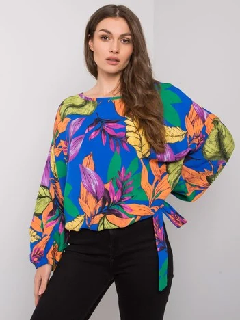 Bluza Dama Maneca lunga, Imprimat, ex moda, Albastru Eleganta Office