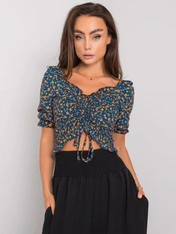 Bluza Dama Mini, Floral, RUE PARIS, Albastru Casual