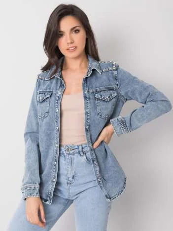 Camasa Dama Maneca lunga, Decolteu cu guler, Ciminy, Albastru Eleganta Office