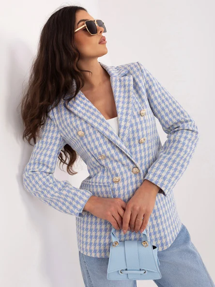 Sacou Dama Maneca lunga, Imprimat, ITALY MODA, Albastru de Vara
