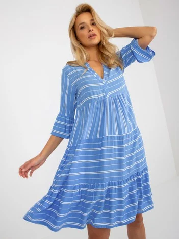 Rochie Dama Midi, Dungi, Sublevel, Albastru de Vara