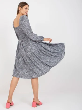 Rochie Dama Maxi, Imprimat, ZULUNA, Albastru Eleganta Office