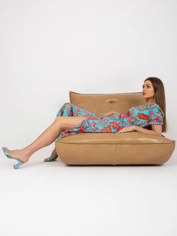 Rochie Dama Midi, Floral, ITALY MODA, Albastru Eleganta Office
