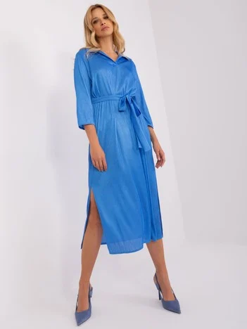 Rochie Dama Midi, Dungi, LAKERTA, Albastru de Sarbatori