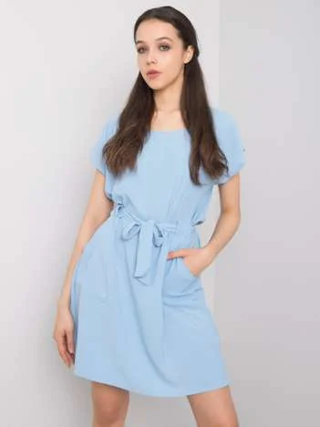 Rochie Dama Mini, Decolteu rotund, ITALY MODA, Albastru Eleganta Office
