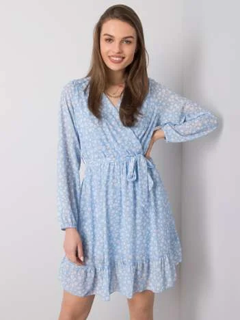 Rochie Dama Mini, Floral, Och Bella, Albastru Eleganta Office