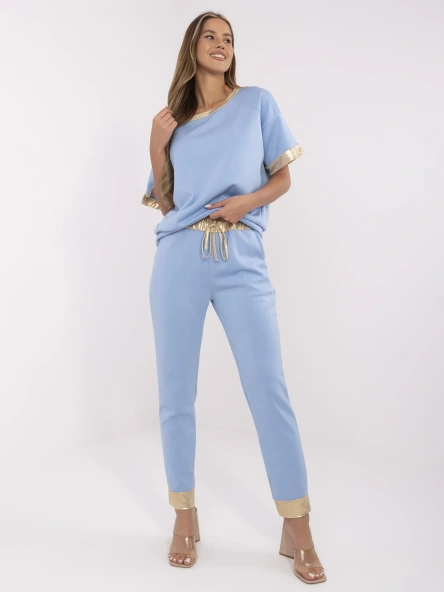 Compleu Dama Mini, Mansete elastice, ITALY MODA, Albastru Casual