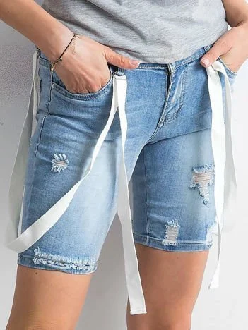Pantaloni Scurti Dama Dreapta, Bumbac, Gourd, Albastru Casual