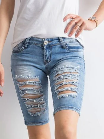 Pantaloni Scurti Dama Dreapta, Bumbac, Gourd, Albastru Casual
