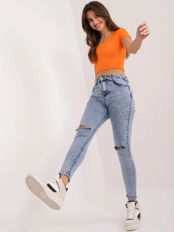 Blugi Dama Conica, Guler inalt, Only One Day Jack Berry, Albastru Casual
