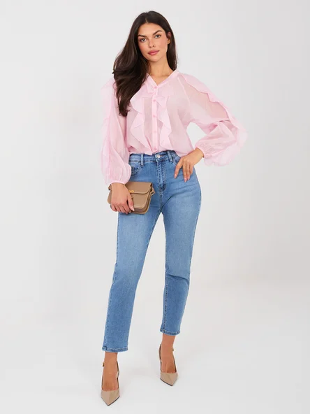 Blugi Dama Lunga, Conica, Shiny Design, Albastru Eleganta Office