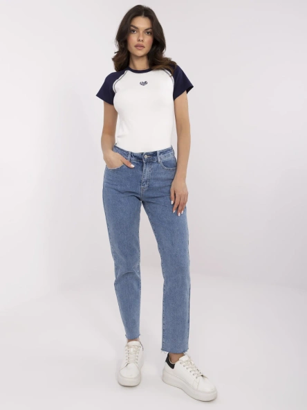 Blugi Dama Conica, Guler inalt, LAULIA, Albastru Casual