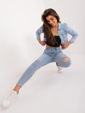 Blugi Dama Conica, Guler inalt, Jean Louis Francoise, Albastru Casual