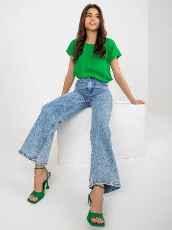 Blugi Dama Larga, Guler inalt, Jean Louis Francoise, Albastru Eleganta Office