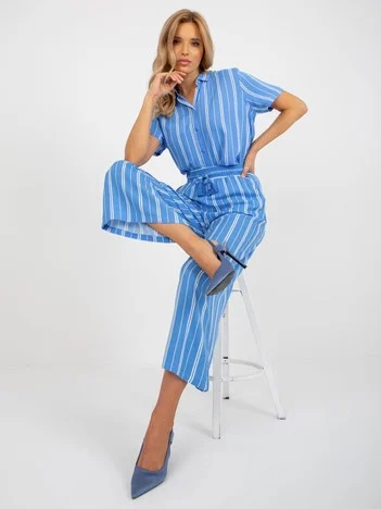 Pantaloni Dama Dungi, Larga, Sublevel, Albastru Casual