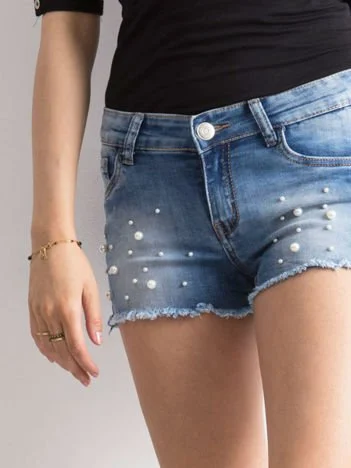 Pantaloni Scurti Dama Dreapta, Bumbac, Miss Rj, Albastru Casual