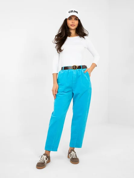 Pantaloni Dama 7/8, Conica, ITALY MODA, Albastru Eleganta Office