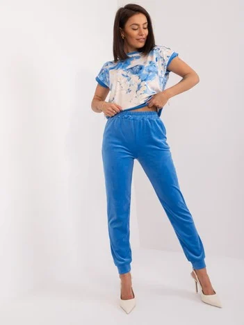 Compleu Dama Mini, Floral, RUE PARIS, Albastru Casual