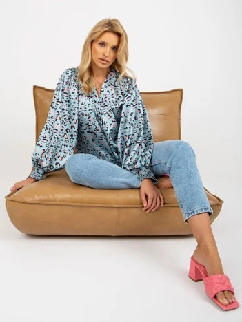 Camasa Dama Maneca lunga, Animal print, LAKERTA, Albastru de Petrecere