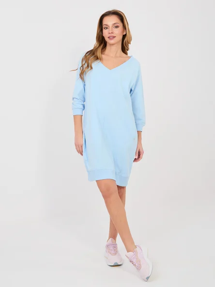 Rochie Dama Maneca 3/4, Rochie dreapta, BASIC FEEL GOOD, Albastru