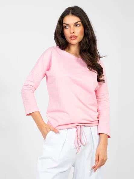 Bluza Dama Maneca 3/4, Decolteu barcuta, BASIC FEEL GOOD, Roz Casual