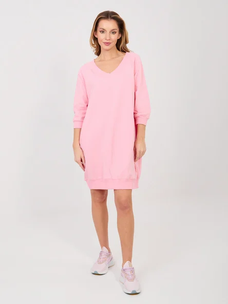 Rochie Dama Maneca 3/4, Rochie dreapta, BASIC FEEL GOOD, Roz
