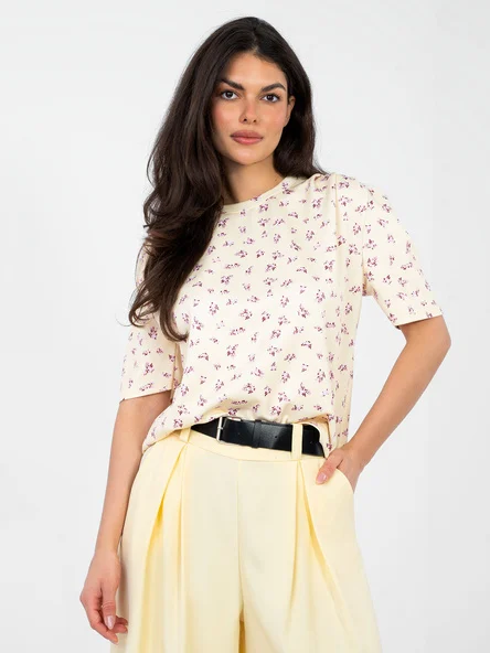 Bluza Dama Mini, Floral, ITALY MODA, Galben Eleganta Office