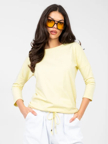 Bluza Dama Maneca 3/4, Decolteu barcuta, BASIC FEEL GOOD, Galben Casual