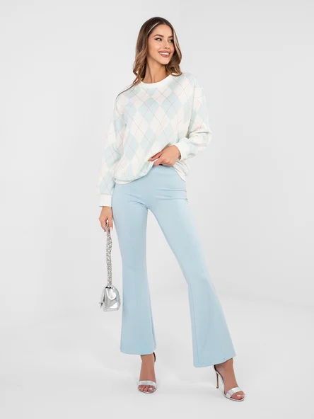 Pantaloni Trening Dama Lejera, Guler inalt, RUE PARIS, Albastru