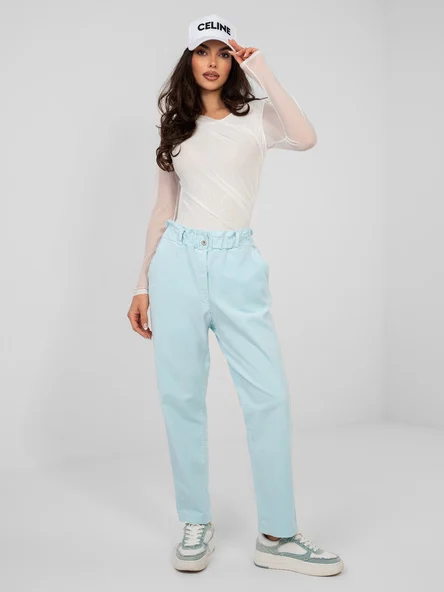 Pantaloni Dama Conica, Guler inalt, ITALY MODA, Albastru Casual