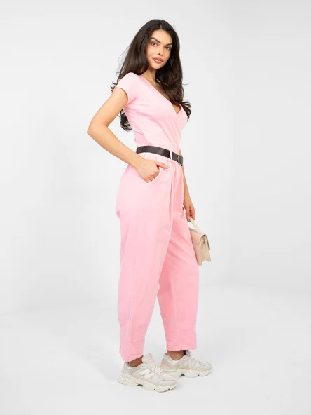 Pantaloni Dama Conica, Guler inalt, ITALY MODA, Roz Eleganta Office