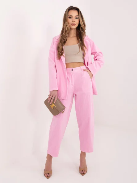Pantaloni Dama Conica, Guler inalt, RUE PARIS, Roz Casual