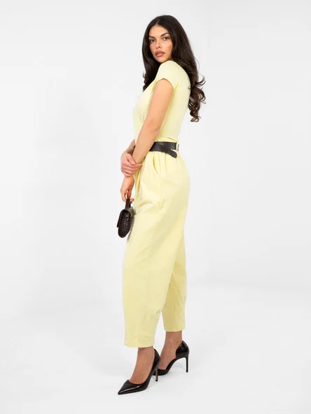 Pantaloni Dama Conica, Guler inalt, ITALY MODA, Galben Eleganta Office