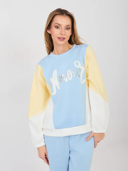 Compleu Dama Maneca lunga, Paiete, RUE PARIS, Albastru Casual