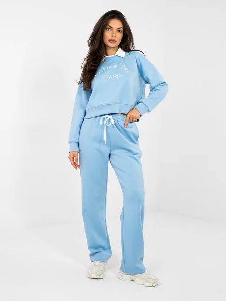 Compleu Dama Maneca lunga, Imprimat, ITALY MODA, Albastru Casual