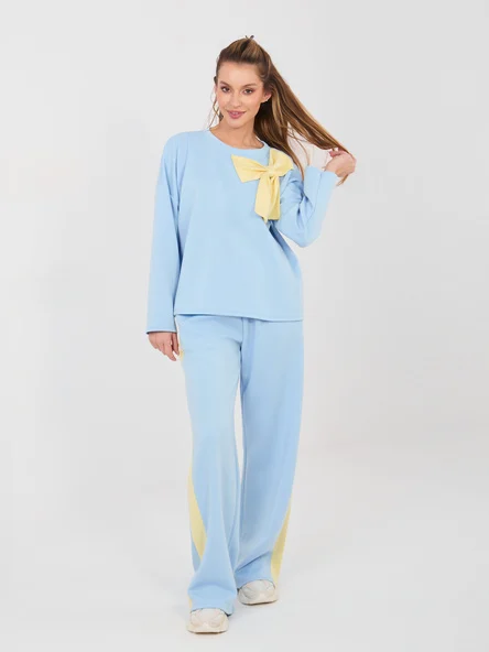 Compleu Dama Maneca lunga, Larga, RUE PARIS, Albastru Casual