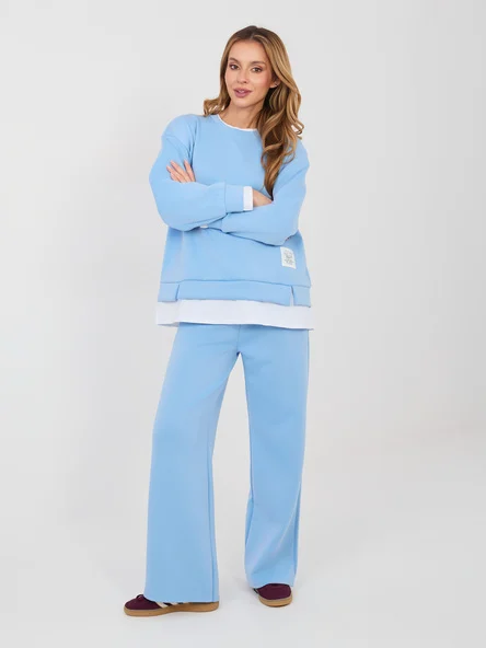 Compleu Dama Maneca lunga, Dreapta, RUE PARIS, Albastru Casual