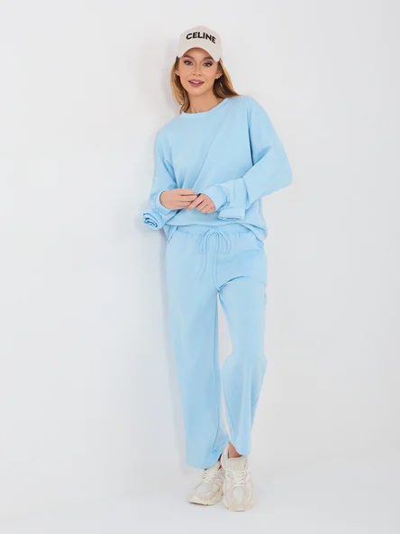 Compleu Dama Maneca lunga, Dreapta, ITALY MODA, Albastru Casual