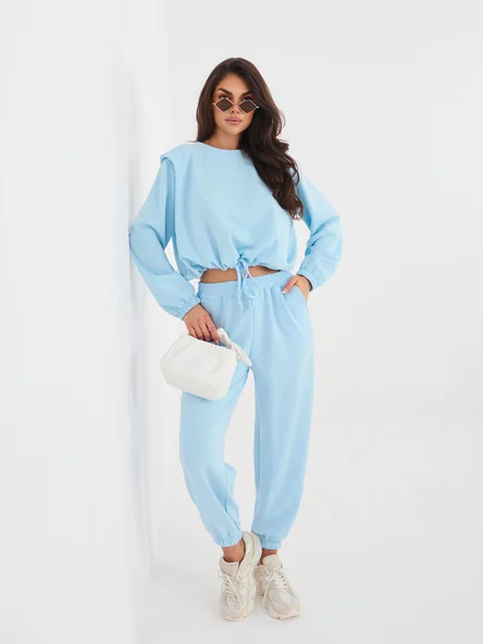 Compleu Dama Maneca lunga, Mansete elastice, RUE PARIS, Albastru Casual