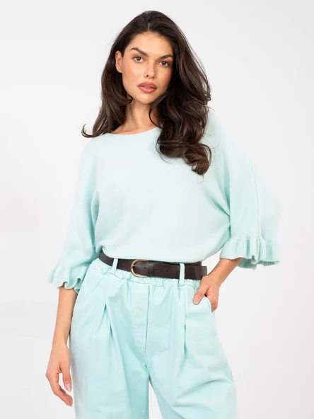 Pulover Dama Maneca 3/4, Elegant, ITALY MODA, Albastru Eleganta Office