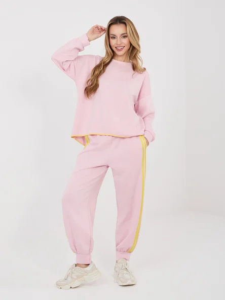 Compleu Dama Maneca lunga, Mansete elastice, RUE PARIS, Roz Casual