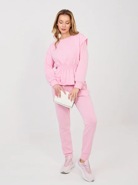 Compleu Dama Maneca lunga, Mansete elastice, RUE PARIS, Roz Eleganta Office