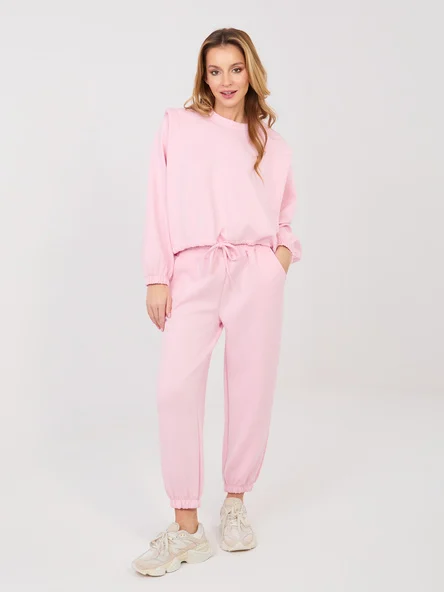 Compleu Dama Maneca lunga, Mansete elastice, RUE PARIS, Roz Casual