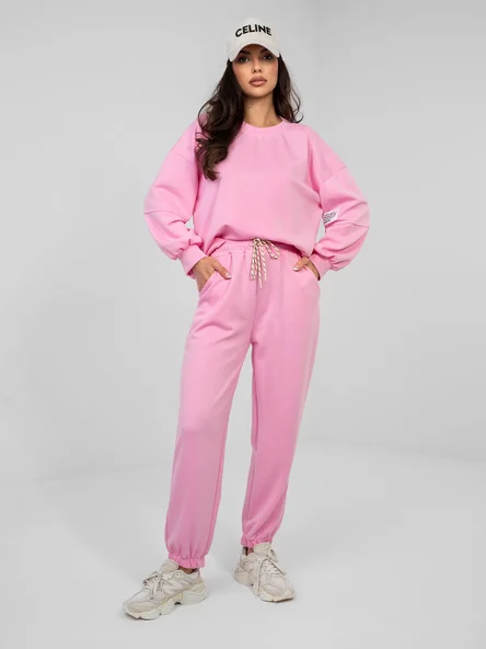 Compleu Dama Maneca lunga, Mansete elastice, ITALY MODA, Roz Casual