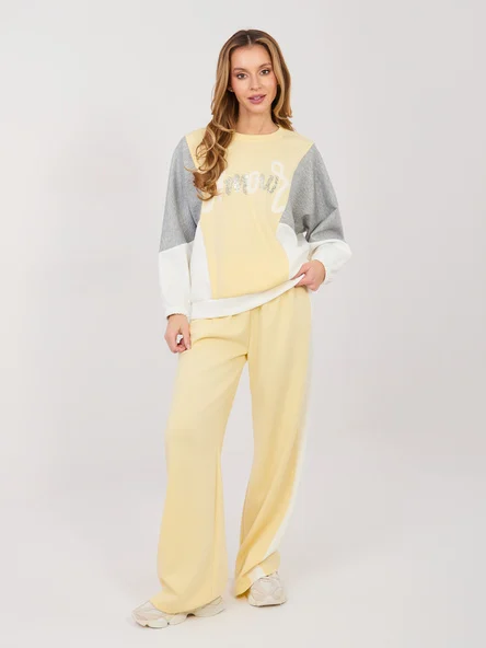 Compleu Dama Maneca lunga, Paiete, RUE PARIS, Galben Casual
